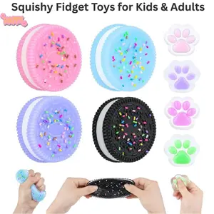Squishy Fidget Toys for Kids & Adults, Cookie Squishy Stress Relief Toy, Sensory Anxiety Relief Party Favors, Cute Soft Squeeze Toys gift