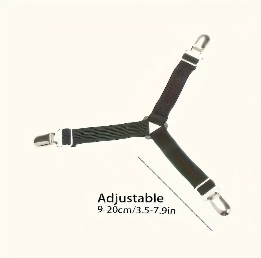 Adjustable Metal Bedsheet Clips (9-20cm/3.5-7.9in) - Bed Sheet Holders with Metal Construction, Durable Bedding Accessories, Compact, Easy-to-Use for Securing Blankets, Maintaining Order, Clutter-Free Environment, Organization Aid