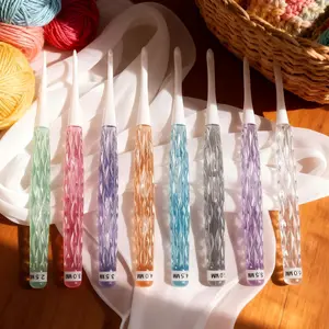 8-Piece Crystal Crochet Hook Set, Ergonomic Soft Grip Hooks, 2.5mm-6.0mm, Ideal for Arthritis Hands, DIY Handmade Yarn Knitting Tools, Knitting Supplies