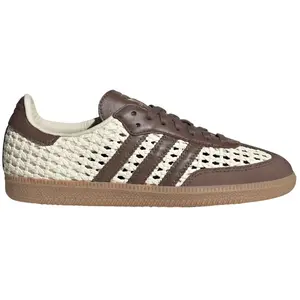 Adidas Samba OG Basketweave Cream White Earth Strata Brown Women's Sneaker - Authentic Original Athletic Sports Round Closed Toe Fashion Shoe for Girls Mushroom Floral Embroidered, Cash-Colored Casual Trainers