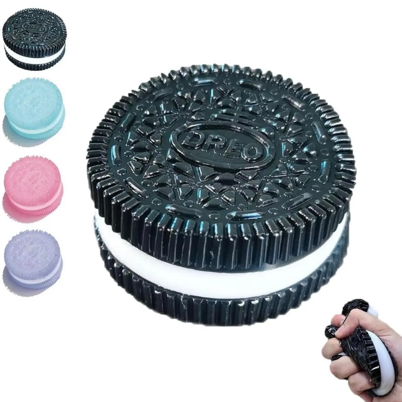【2025 New】MOBECK Handmade Silicone Stress Relief Squishy Toy Taba Squishy Dessert Kawaii Squishies PVC New Fidget Toy Stress Relieving Fur Ball OPP Packaging Gifts| Kawaii（Black/Pink squishyys）