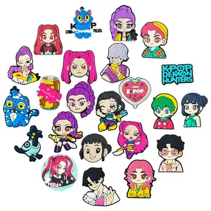 Demon Hunters Croc Shoe Charms for Kids Boys Girls Women Men PVC Wristband Sandals Clog Accessories Party Favor with Dragon and Character Designs