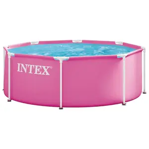 INTEX 28290EP 8Ft X 30In Pink Metal Frame Above Ground Swimming Pool, Pool Only