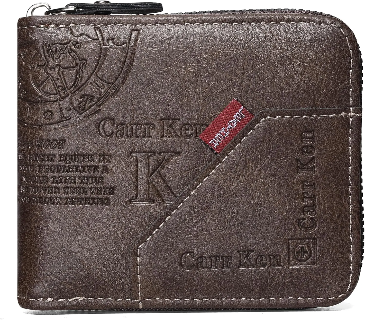 Mens wallet Leather wallet men Wallet Zipper RFID Bifold Wallet for Men ID card Window Credit Card  Photo Multifunction Card Slots  for Him,Light Brown