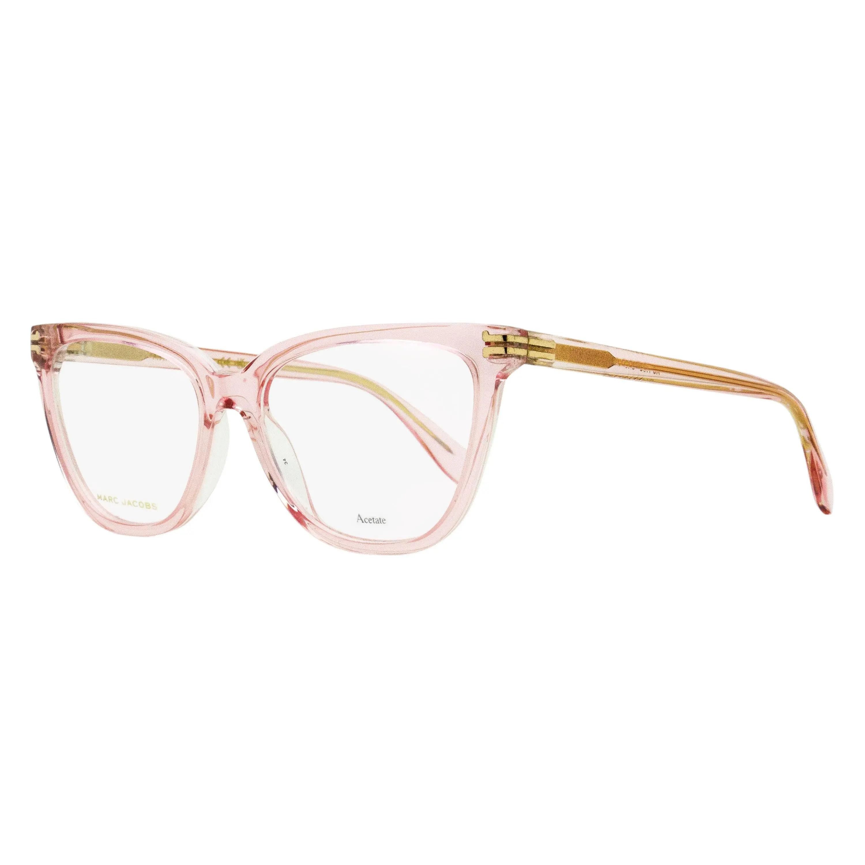 Marc Jacobs Women's Fashion Mod Cat-Eye Optical Frame - MJ 1108 8XO Pink Crystal, Mirror Trim, Bold Shapes, Laser Etch, 53mm Acetate, BPA-Free, DEHP-Free, Solid Design, for Everyday Wear