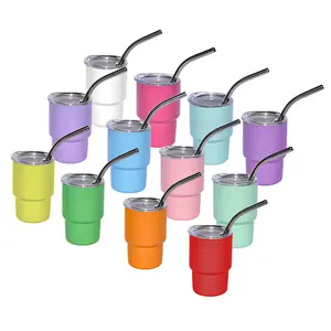 AGH 48pcs 3oz Mini Tumbler Sublimation Blank Tumblers Stainless Steel Mini Shot Glasses with Lids for Party Whiskey Cocktail Bar