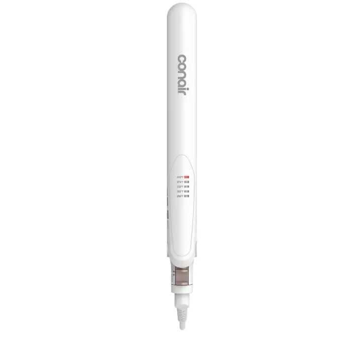 Conair Double Ceramic Flat Iron, 1-Inch Flat Iron Hair Straightener, Five Heat Settings, Extra Long Floating Plates, White