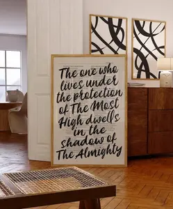 Psalm 91 1, Bible Verse Wall Art, Minimalist Printable, Christian Modern Scripture Poster, Bold Typography, Baptism Gift, Prayer Room Decor