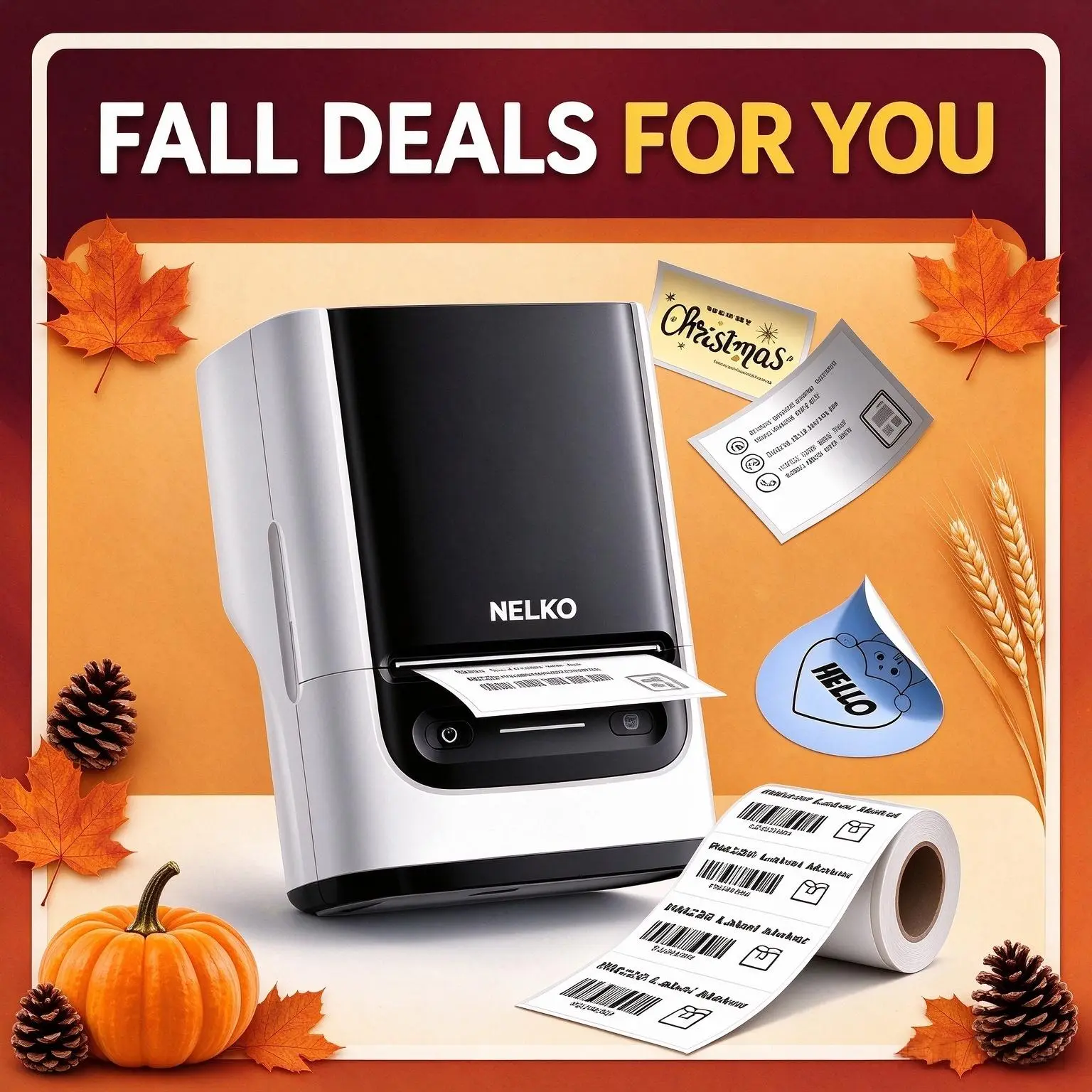 Nelko 2-Inch Portable Bluetooth Thermal Label Printer, AI Image-Supported App-Controlled Device with 14+ Languages Compatibility, Back to School Essential for Small Businesses & Homes