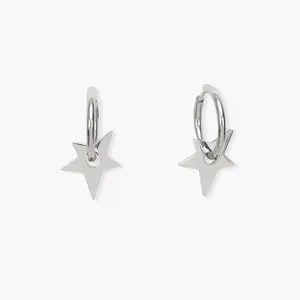 en route Star Silver Earrings, Minimalist Jewelry with Detachable Pendant & Textured Shine, Versatile Everyday Accessory for Layering & Chic Outfits