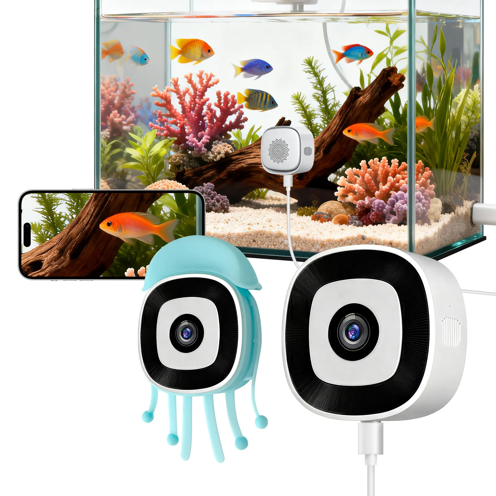 vuepod 3MP 2K Aquarium & Terrarium Pet Camera.Magnetic Install &Close-Focus Lens for Fish,Lizard, Reptile Pet and Window Bird Feeder,2.4GHz & 5GHz WiFi,Color Night Vision,Auto-focus,24/7 Recording