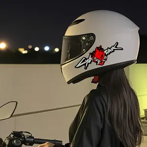 1PC Motorcycle Helmet Stickers Cyberpunk 2077 Game Stickers, Devil Car Stickers, Helmet Stickers, Car Stickers, Waterproof Durable Stickers, PVC Material, Motorcycle Carriage Decoration, Car Decoration Stickers