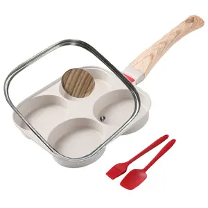 Foorey Home Egg Frying Pan 4 Cup Egg Pan with Lid Nonstick Omelette Pan for Breakfast Skillet for Eggs Pancake with 1 Spatula 1 Brush