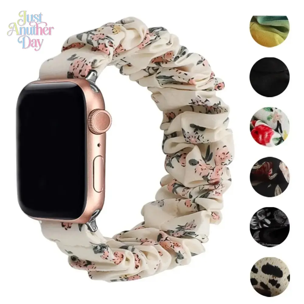 Cute Printed Scrunchie Watch Band – Elastic Replacement Strap for Apple Watch, Fits 38–49mm Cute Printed Scrunchie Watch Band – Elastic Replacement Strap for Apple Watch, Fits 38–49mm