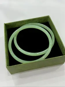 Chinese Style Dingang Jade High Quality Exquisite Premium Bracelet Set with Gift Box, 2 Piece Jewelry, Perfect for Blessing and Memorial Collection, Size 62mm