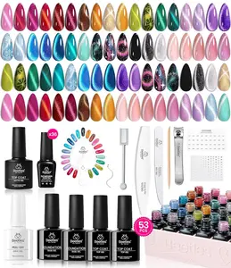 Beetles Cat Eye Gel Nail Polish Set, Shimmer Glitter Gel Polish Set Soak Off LED UV Curing Requires Silver Pink Blue Orange Green Purple Velvet Gel with Magnet Gift for Women Manicure Glossy  #Summervibes