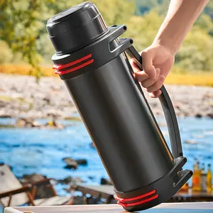 Large-Capacity Stainless Steel Insulated Water Bottle - Portable & Durable for Outdoor, Travel, and Car Use - Black Drinkware Flasks