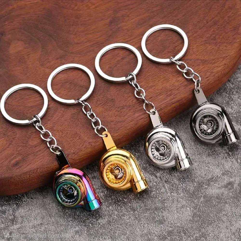 1pc Turbocharger Keychain, Zinc Alloy Street Style Car Modification Accessory, Metal Key Ring with Waist Hanging Chain