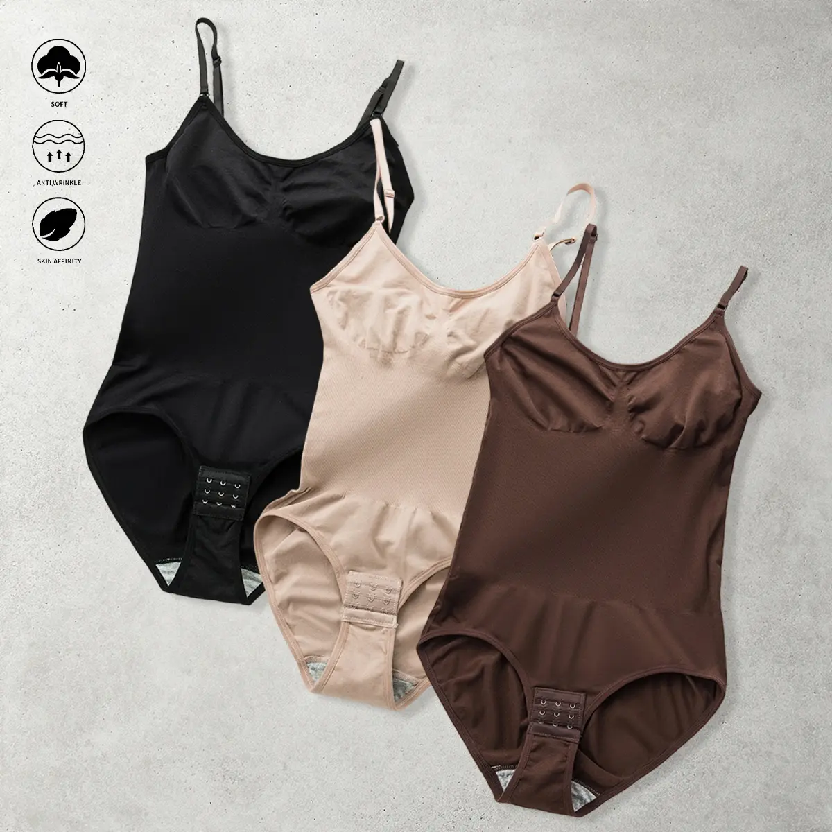 Women’s shapewear underwear, solid-color thin-strap one-piece shaping garment, thong-style design, adjustable shoulder straps, tummy-control shapewear and postpartum one-piece body shaper, women’s clothing, women’s shapewear
