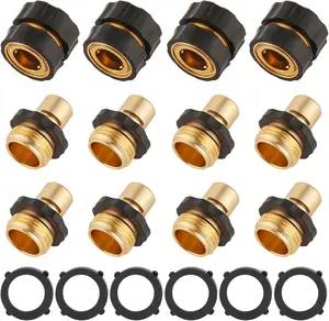 12 Piece Quick Connect Hose Fittings for Garden Hose Quick Connector with Gasket, 3/4 Inch GHT Male and Female Attachment Quick Release Water Hose Adapter
