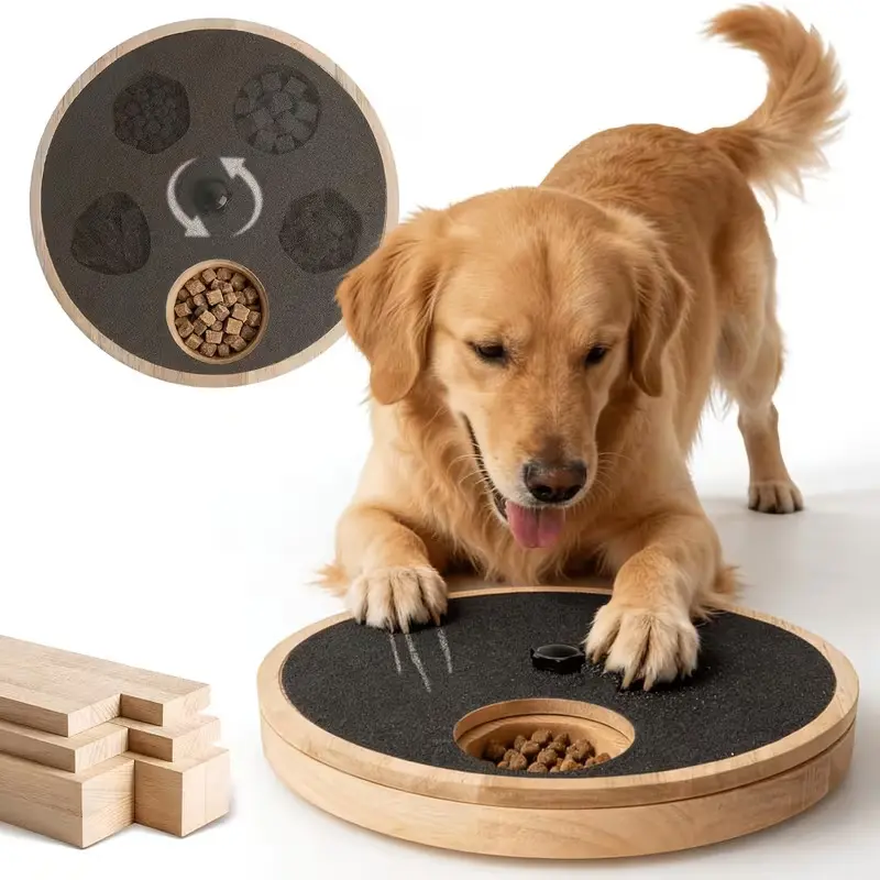 Dog Nail Scratch Board - Bamboo Wood Scratch Pad with Treat Box - Stress-Free Dog Scratch Pad for Nails - Scratching Nail File Board