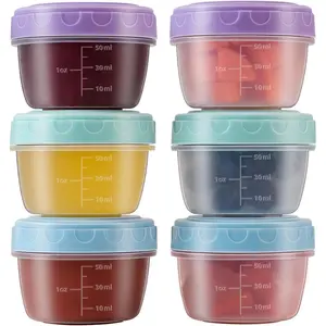 6 Pack 2.7 OZ Salad Dressing Container to Go with Lids Dishwasher and Microwave Safe Tiny Condiment Containers with Graduated Lines Reusable and Leakproof Small Sauce Containers for Lunch Box