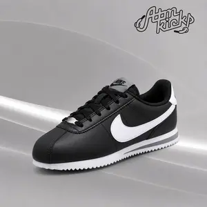 Nike Cortez Black Cool Grey White (GS) DM0950-001 Youth Authentic Shoes Footwear Sneaker Trainer Comfortable Walking Fashion Trending Gift