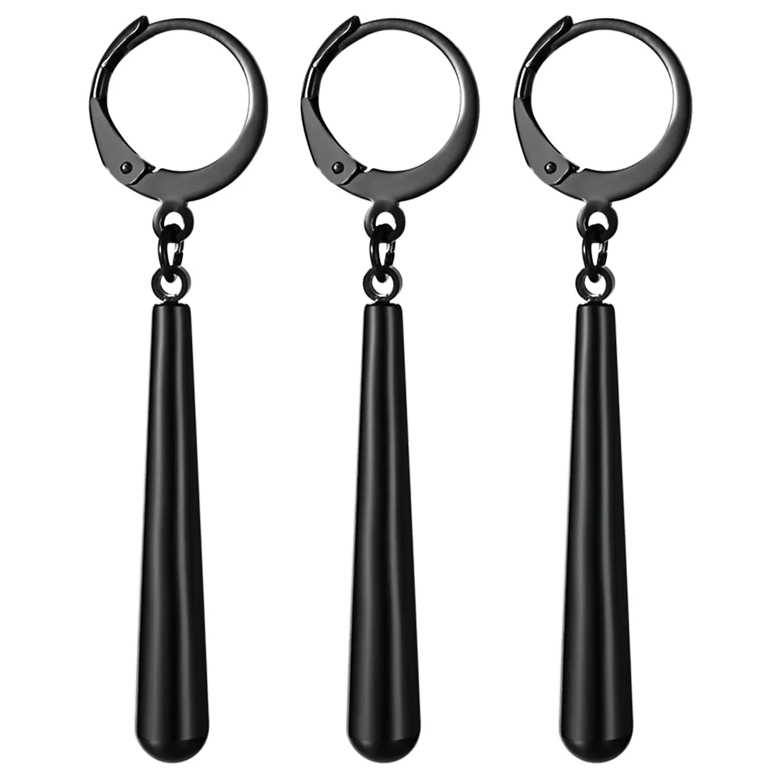 OIDEA Zoro Earrings 3 Pack Anime Cosplay Stainless Steel Hoop Drop Earrings One Piece Roronoa Cosplay for Men Women Black