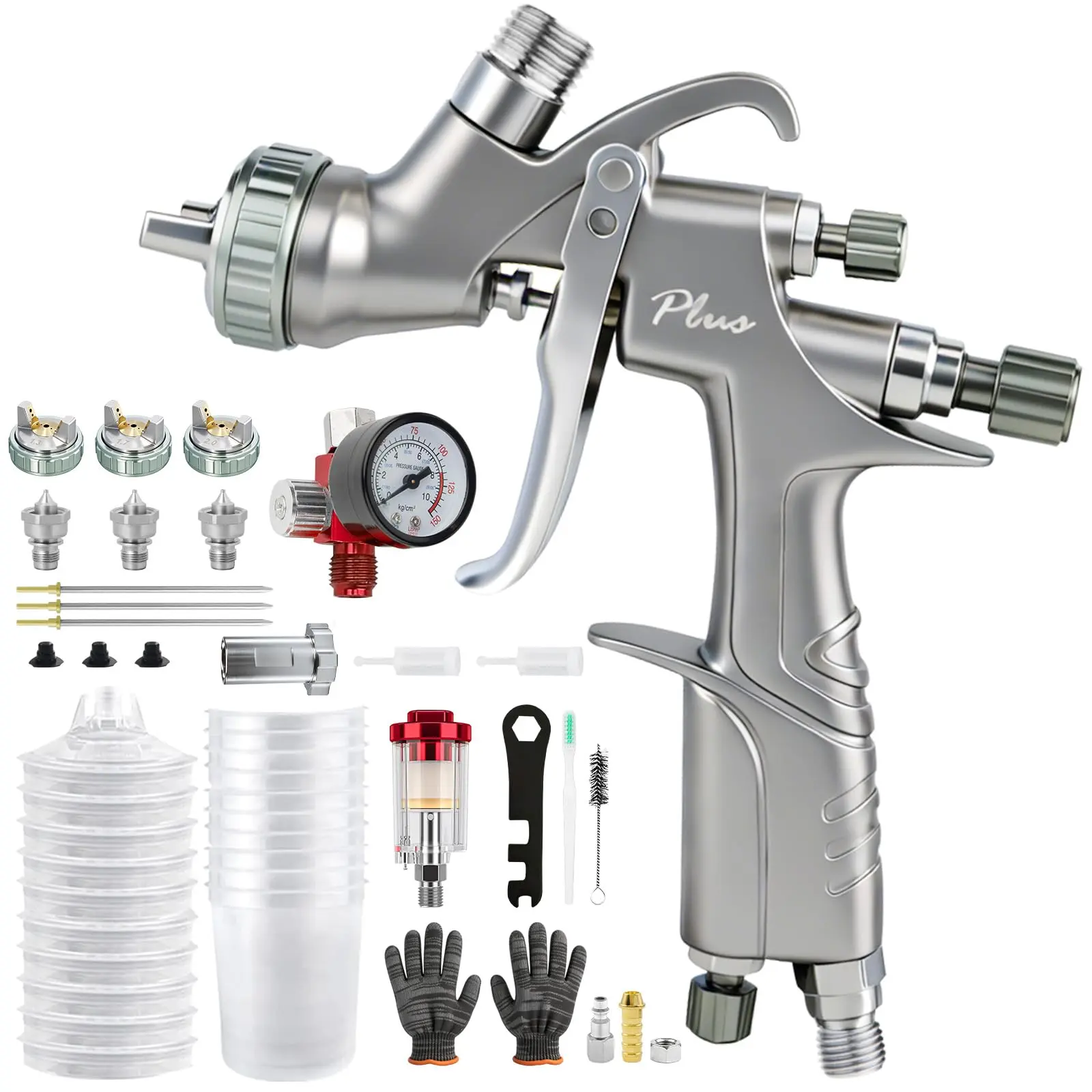 D1 LVLP Power Tool Paint Sprayer Complete Kit - Power Tools with Pressure Control, Adjustable Aluminum Spray Mode, High-Capacity Container, 280mm Wide Spray Pattern for Furniture, Auto Repair Applications