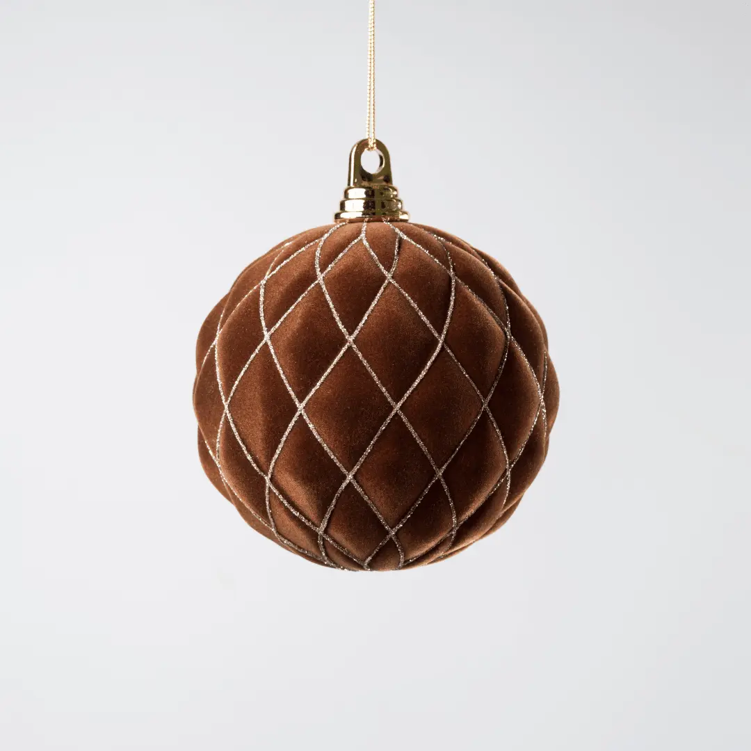 Coffee Flocked 6" Shatterproof Ball Ornament