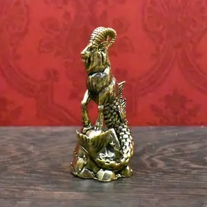 Vintage Greek Goat Fish Tail Statue, Handmade Bronze Figurine, Mini Capricorn Sculpture, Desktop Statue, Home Office Decor, Ideal Gift for Birthdays