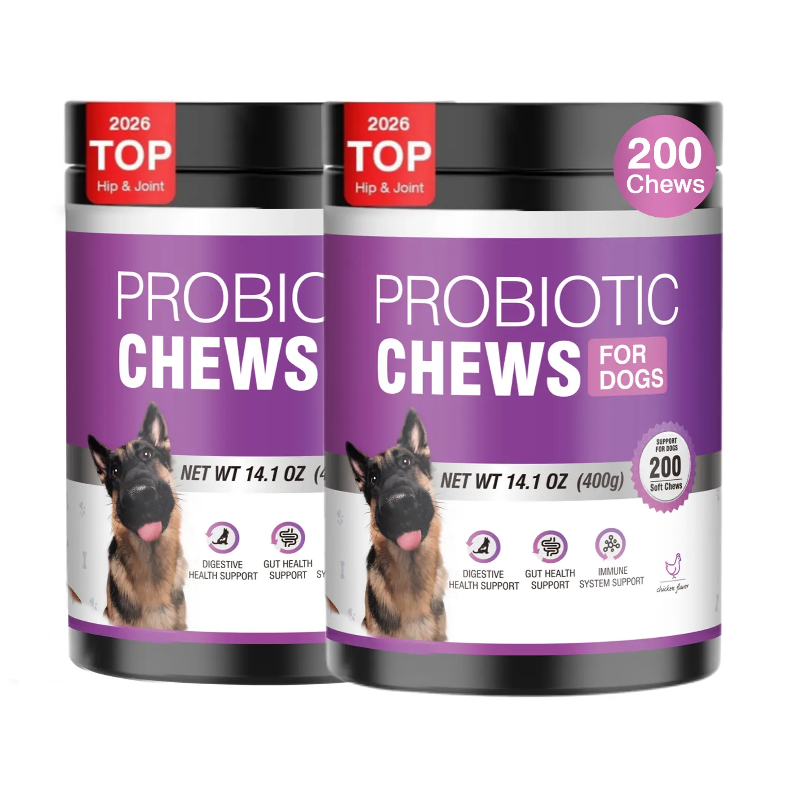  TTLXRL 2 packs Probiotic Bites for Dogs - Canine Nutritional Supplement with Six Probiotics for Dogs Support Gut Health, Relieve Diarrhea, Itchy Skin, Enhance Immunity