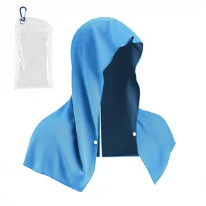 Cooling Hoodie Towel, Absorbent Quick-Drying Cooling Towels for Neck and Face, UV Sun Protection Cooling Neck Wraps Sport Head Cooling Towel Hot Weather, Head Towel for Sports, Camping, Cycling & More Activities Gothic Letter Embroidered Horns Hat