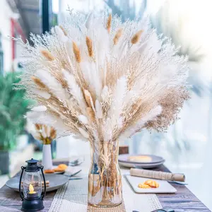 95 PCS Natural Pampas Grass Decor Bouquet | Boho Dried Floral Arrangement Centerpiece Table Decor Wedding Decor Rustic Decor, white