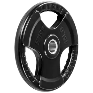 French Fitness Rubber Grip Olympic Plate 45 lbs Black (New)