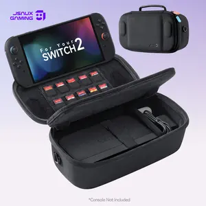 JSAUX Carrying Case for Nintendo Switch 2, Fits Dock and Accessories, Double-decker Travel Storage Bag with 16 Game Card Slots, Hard EVA Shockproof Protective System Case – Black