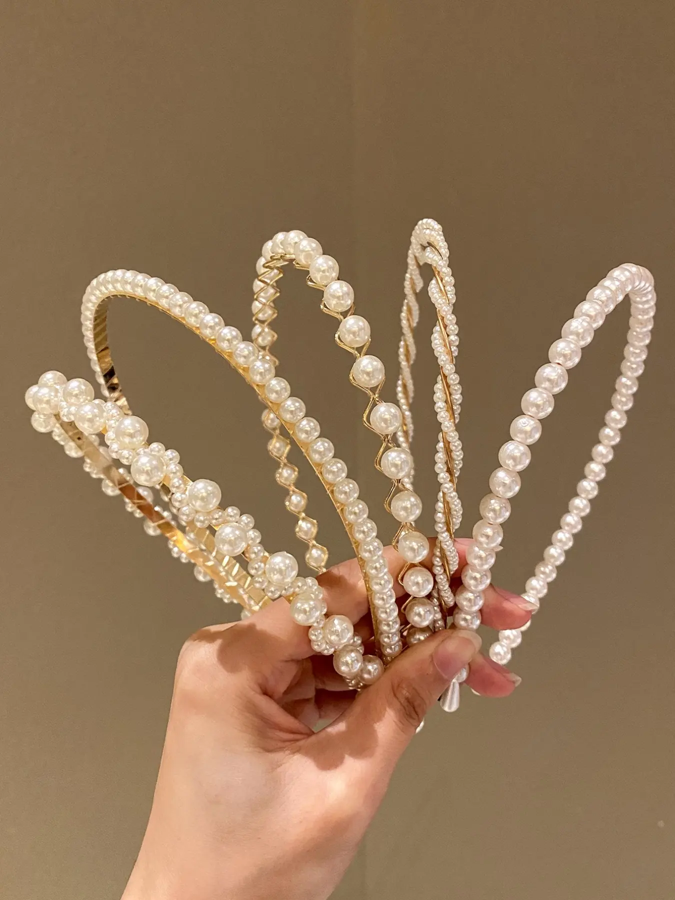 5pcs Faux Pearl Decorated Headband, 5pcs Temperament Elegant Headbands for Women & Girls, Fashion Hair Accessories for Party, Daily Clothing Decor, Hair Style Accessory, Hairbands