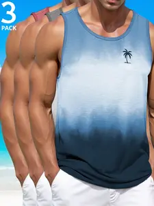 Men's Round Neck Tank Top Plus Size Digital Print Design Gradient Beach Vacation Casual Fashion Street Style Perfect for Summer Comfortable & Stylish Muscle Tank Top