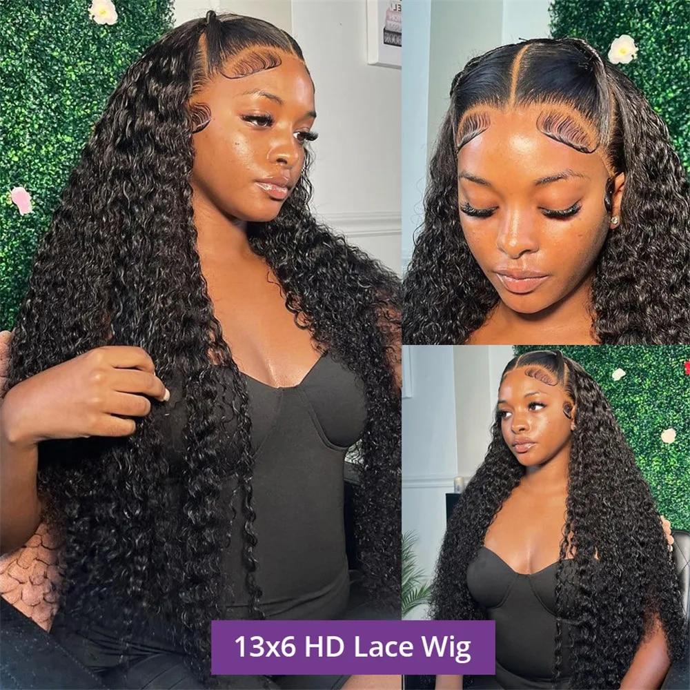 Bling Hair Deep Wave 13x6 13x4 Lace Front Wig Human Hair 180% Density Water Wave HD Transparent Lace Frontal Wig For Women Pre Plucked Hair Wig