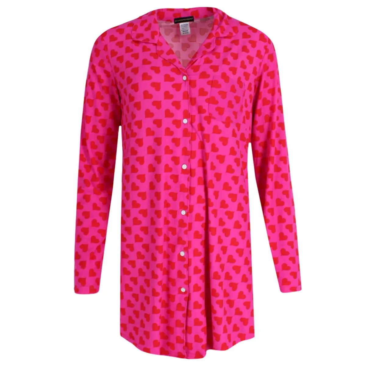 Not a Morning Person Women's Valentine Hearts Button Down Nightshirt, Nightshirts, Pajama, Long Sleeve, Nightwear, Fabric