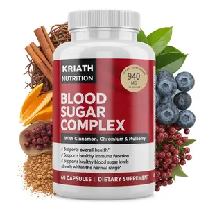 All Natural Blood Sugar Support Supplement - Cinnamon, Berberine & Chromium Infused, Non-GMO Plant-Based Capsules, 60 Count