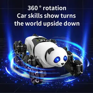 Tibibee Transformer Panda Remote Control Stunt Car 2.4Ghz Controller 360° Rotation with Lights RC Car Robot Panda Design Toy Car Cool Birthday Gift for Boys Over 8 Years Old