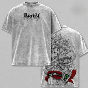 Broly The Legendary Vintage Washed Oversized Graphic Tee, DBZ Double Printed T-Shirt, Heavyweight Cotton Unisex Streetwear Top, Gym Pump Cover, Gift for Anime Fans wind breaker XT2