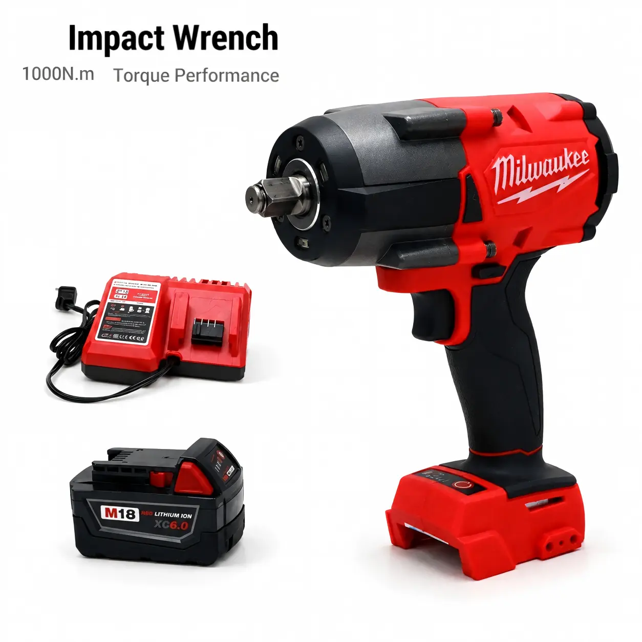 Milwaukee M18 FMTIWF12 1/2" Square Drive Impact Wrench, 1000Nm Max Torque, 3000 IPM, for Heavy-Duty Automotive & Construction Tasks repair solution work accessory nm light weight hog ring anvil