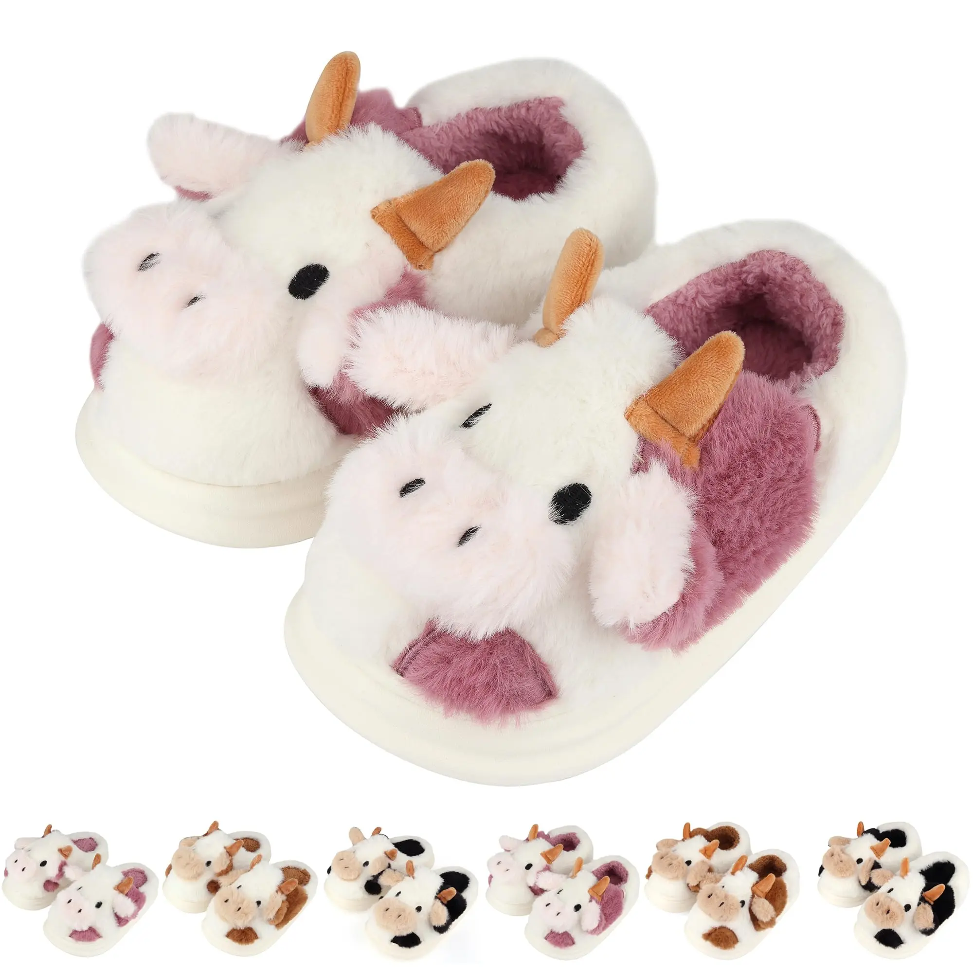 Winter Soft and Cute Cow All Inclusive Cotton Shoes Cartoon Home and Outdoor Wear Warm Plush Slippers
