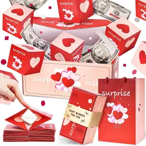 Valentine's Day Surprise Bouncing Money Box Gift Set, Unique Foldable Bounce Box, Luxury Cash Present for Christmas, Mothday‘day，Birthday, Anniversary，Valentine's Day gift, Gift Package