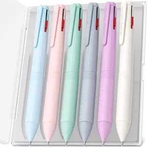 Nicpro 6 Pack Multicolor Ballpoint Pen Set, 0.5mm 4-in-1 Colored Ink Pen with Case, Retractable Pen with Fine Points for Note-taking, Drawing, Marking, Nurse Pen, School office supplies