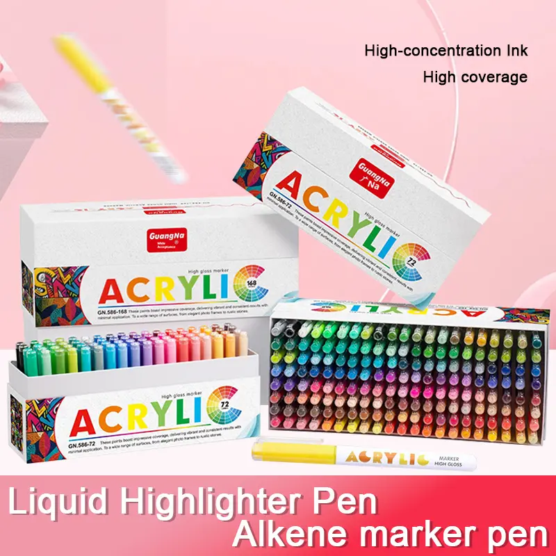 Professional Acrylic Paint Markers, 72/168 Colors High Gloss Liquid Ink Pens, DIY Scrapbooking Supplies, Student Art Tools, Art Markers Set