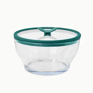 Anyday 8-Cup Glass Round Deep Dish with Vented Lid Ideal for Reheating Leftovers Steaming Rice Meal-Prepping Large Portions