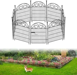 QUEP Tall Garden Fence Animal Barrier with Gate, 36 in(H) 10 Panels Garden Fences and Borders for Dogs, Dog Fence Outdoor for Yard, Total Length 17.5 Ft Metal Temporary Fencing│Patented